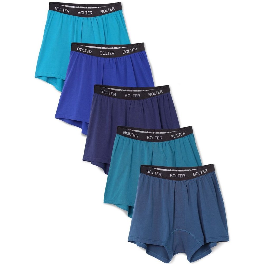 5-Pack Men's Cotton Stretch Boxers Shorts 8003 Blues New NWB